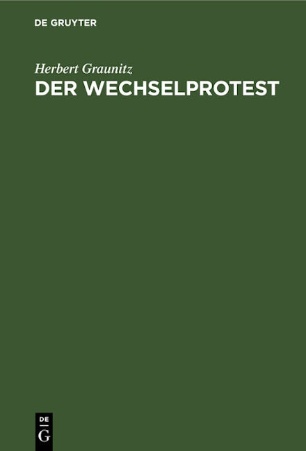 Book cover image for Der Wechselprotest ISBN: 9783112663059